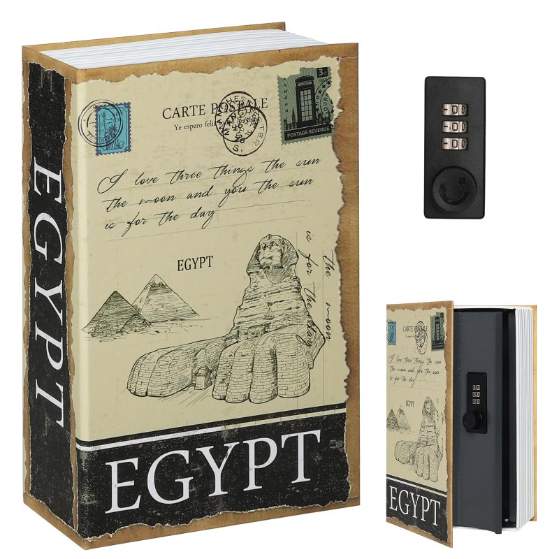 Decaller صندوق أمان مخفي مع قفل تركيبي، صندوق قفل معدني سري مخفي، 9 1/2" × 6 1/5" × 2 1/5"، مصر - Image 1